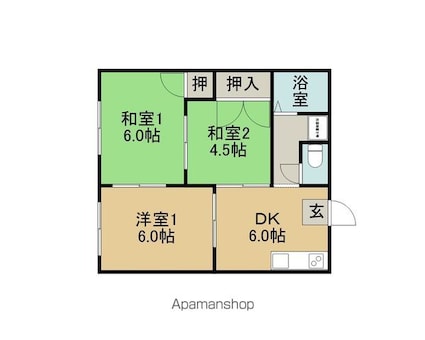 サンコーポ浜[3DK/42.5m2]の間取図