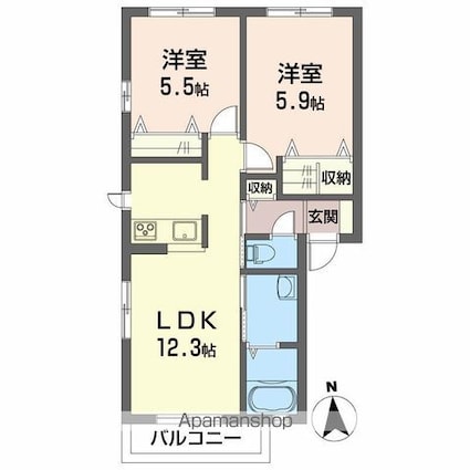 シャーメゾンｍｆ　Ｂ棟[2LDK/54.01m2]の間取図