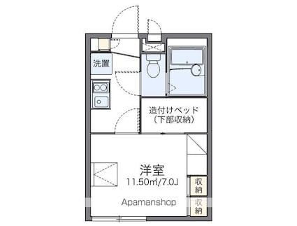レオパレス明和[1K/19.87m2]の間取図