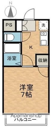 三輪ハイツ一ノ瀬[1K/22.75m2]の間取図