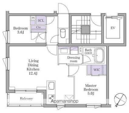 イプセ白金[2LDK/48.62m2]の間取図