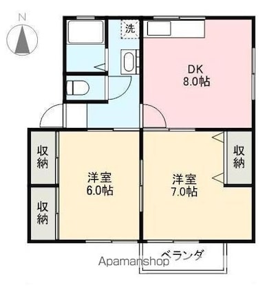 クレールＢ[2DK/52.31m2]の間取図