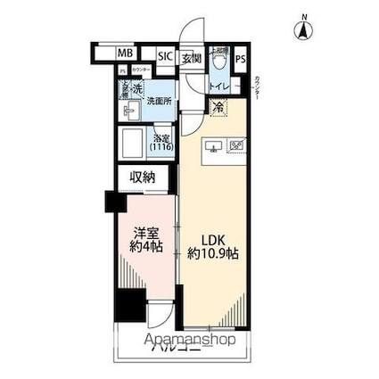 プレール・ドゥーク亀戸Ⅵ[1LDK/36.61m2]の間取図