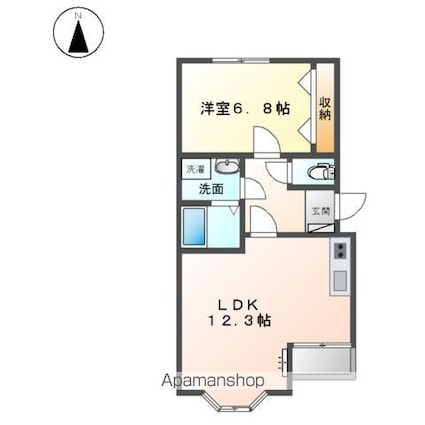 ルミナス・新和[1LDK/45.68m2]の間取図