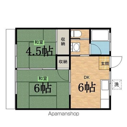 ネオ旭が丘コーポ[2DK/34.6m2]の間取図