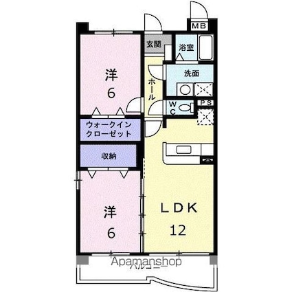 グランディール・Ｓ[2LDK/57.08m2]の間取図