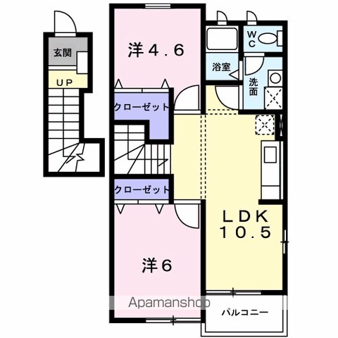 【昭島市田中町のアパートの間取り】