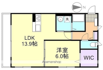 ウィステリアⅡ[1LDK/47.77m2]の間取図