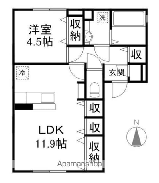 サンモール尾張部[1LDK/46.2m2]の間取図
