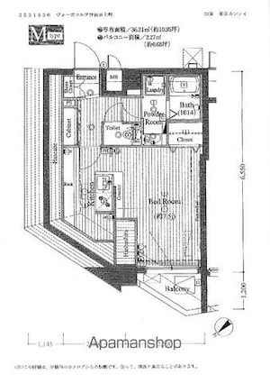 ヴォーガコルテ世田谷上町[1R/36.21m2]の間取図