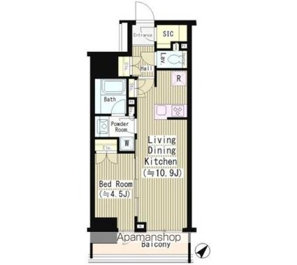 サンウッド東日本橋フラッツ[1LDK/39.93m2]の間取図