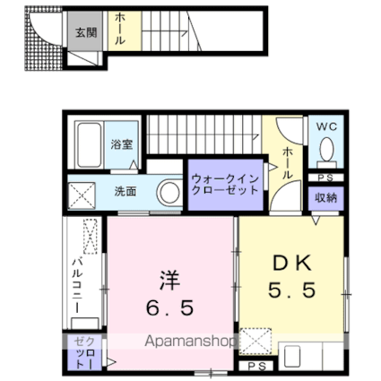 レタン砂町[1DK/37.4m2]の間取図