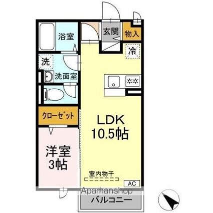 ヴェルドミールＡ　　　[1LDK/33.39m2]の間取図