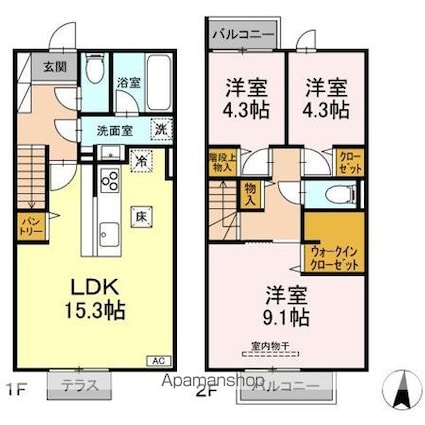 メゾン・ド・シーマ　Ｇｌｅｅ[3LDK/83.4m2]の間取図