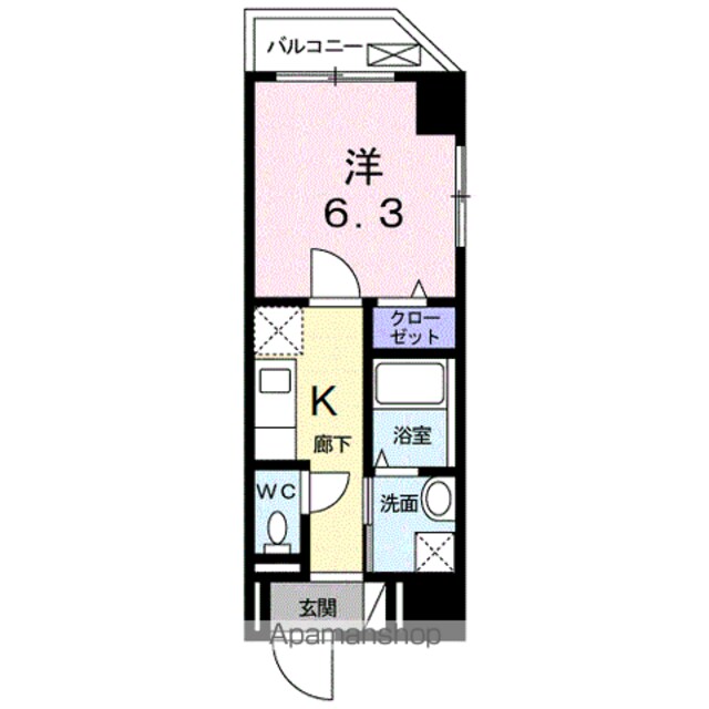 リベルラ[1K/25.67m2]の間取図