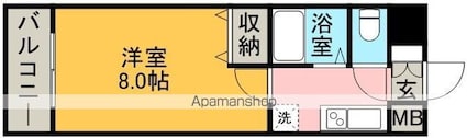 リファレンス美野島[1K/22.4m2]の間取図