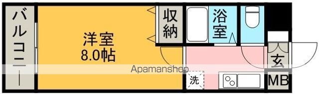 リファレンス美野島[1K/22.4m2]の間取図