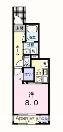 フォンターナ・アモーレⅠ[1K/33.2m2]の間取図