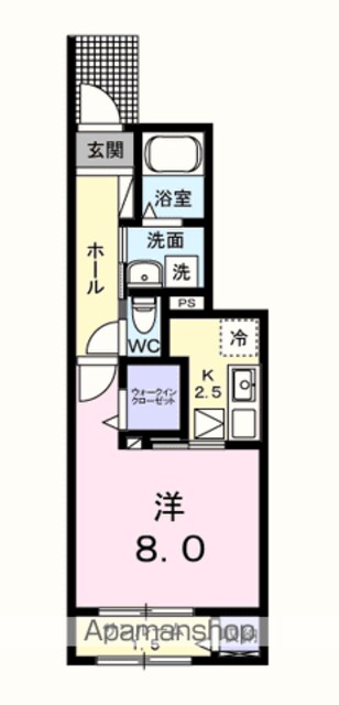 フォンターナ・アモーレⅠ[1K/33.2m2]の間取図