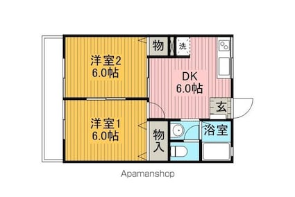 エルパイン西大路Ａ棟[2DK/40.5m2]の間取図