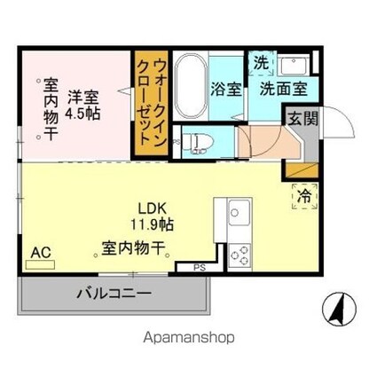 メゾン　ラフィーネⅡ[1LDK/40.27m2]の間取図