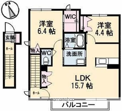 シャーメゾン空港通りＡ棟[2LDK/68.68m2]の間取図