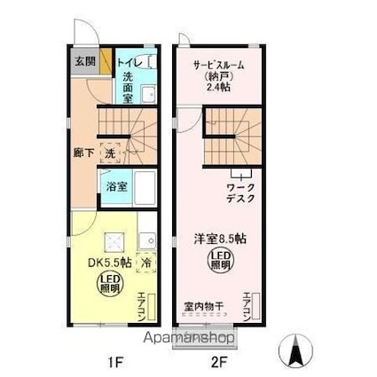 ファンテン・ヴィラ　Ｄ[1DK/42.65m2]の間取図