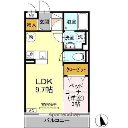 エスポワール[1LDK/33.39m2]の間取図