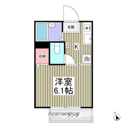 ラフィーネ２[1K/19.87m2]の間取図