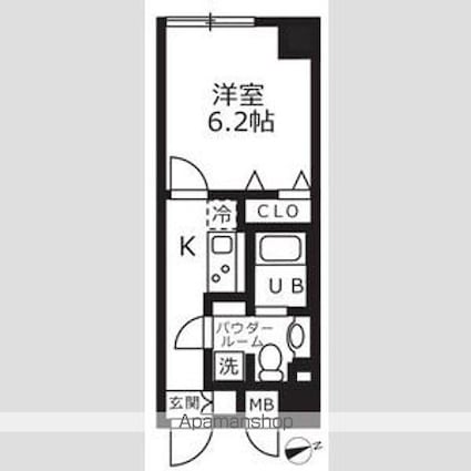 リュクス千歳船橋[1K/23.1m2]の間取図