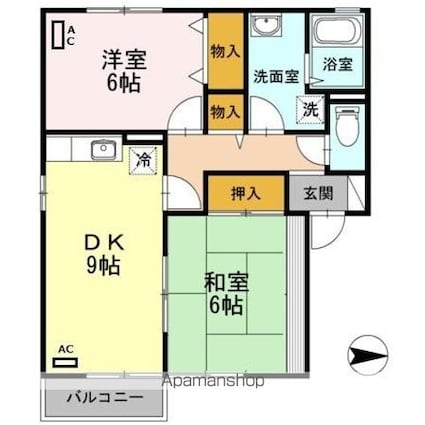 ローズガーデン[2DK/55.2m2]の間取図