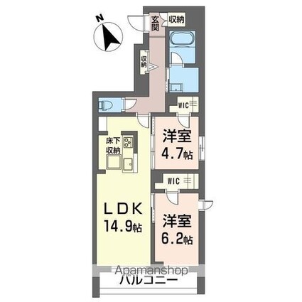 シャーメゾンハレムサシノ　マーリエ[2LDK/64.07m2]の間取図