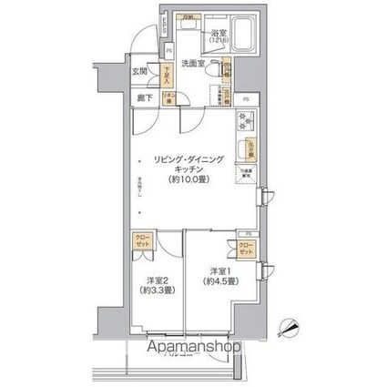リビオメゾン新宿ｗｅｓｔ[2LDK/41.66m2]の間取図