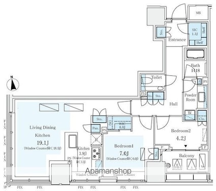 パークコート　ザ・三番町ハウス[2LDK/76.12m2]の間取図