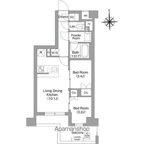 コンフォリア・リヴ大森西[2LDK/42.19m2]の間取図
