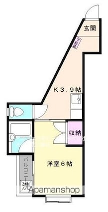ローズハイム（北区）[1K/22.2m2]の間取図