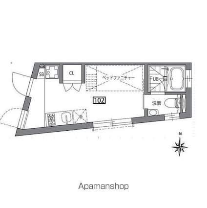 グランレジデンス駒沢大学Ｓ[1R/19.06m2]の間取図
