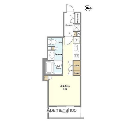 アスール両国[1R/25.46m2]の間取図