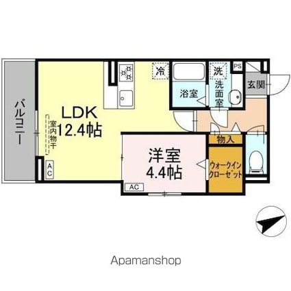 ルヴィータ村雲[1LDK/41.97m2]の間取図