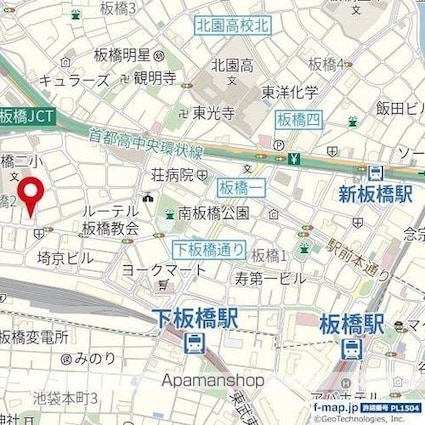 東京都板橋区板橋２丁目[1K/22.66m2]の周辺