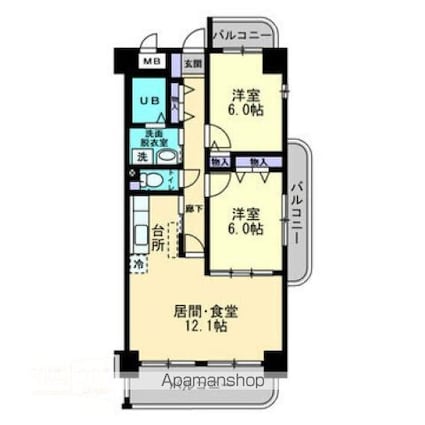 メゾンプロスペール[2LDK/60.46m2]の間取図