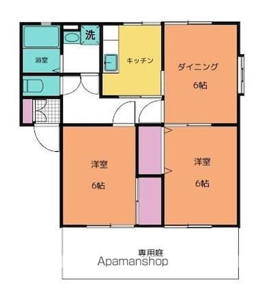ウィンディア手城Ａ[2DK/52.66m2]の間取図