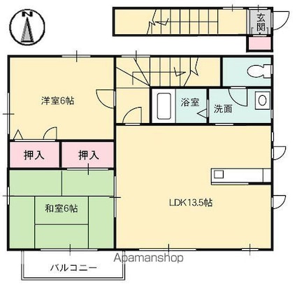 グランコート久万ノ台　Ｆ棟[2LDK/62.21m2]の間取図