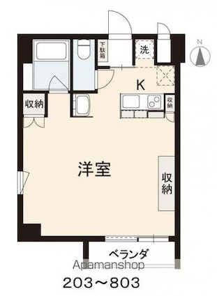 コリドールベイ[1K/36.3m2]の間取図