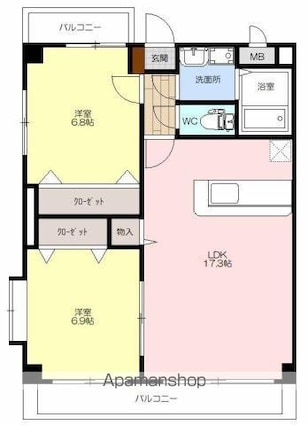 メゾン・ルポ[2LDK/67.68m2]の間取図