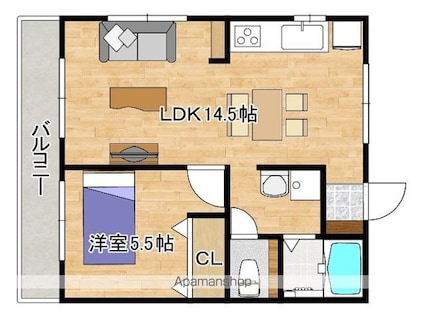 広島県広島市西区己斐大迫２丁目[1LDK/42.52m2]の間取図