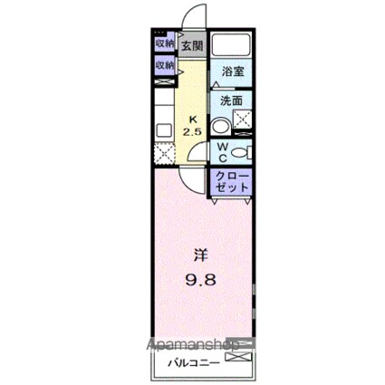 ＤｅａｒＣｏｕｒｔⅡ[1K/31.7m2]の間取図