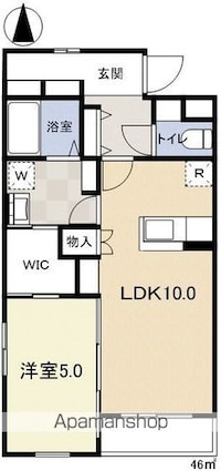 カサトーレ清水[1LDK/46m2]の間取図