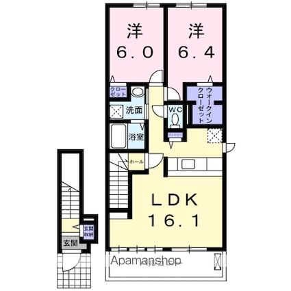 グレースガーデン南鳥生Ⅱ[2LDK/64.93m2]の間取図