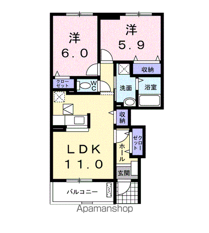 【羽島郡笠松町田代のアパートの間取り】